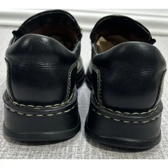 Born (BOC) Shoe Slip On Clogs-#W3934 Black Leather Chunky Round Toe-Women 9 - Picture 3 of 6
